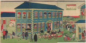 Imagem do Comboio a Vapor dos Estabelecimentos Estrangeiros de Yokohama, era Meiji