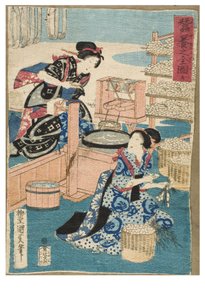 Criação de bichos-da-seda de Utagawa IIII (1848-1920) Kunisada