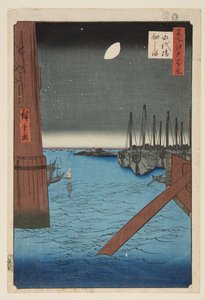 Tsukudajima da Ponte Eitai (Eitaibashi Tsukudajima) (impressão em bloco de madeira colorida)