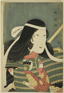 Iwai Kumesaburo no papel de Lady Tomoe de Utagawa Kunimasa