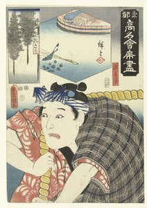 Actor como operário
Restaurantes famosos na capital oriental (título da série)
Toto komei kaitei tsukushi (título da série sobre o objecto) de Utagawa Kunisada (I)