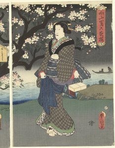 Passeio nocturno ao longo do rio de Utagawa Kunisada (I)