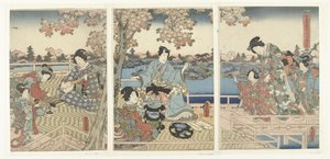 Um banquete de Primavera para os Genji Orientais
Azuma Genji hana no yuen (título sobre o objecto) de Utagawa Kunisada (I)