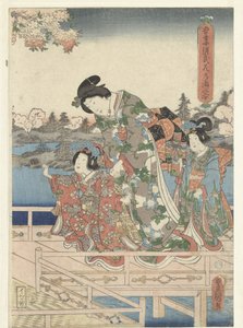 Um banquete de Primavera para os Genji Orientais
Azuma Genji hana no yuen (título sobre o objecto) de Utagawa Kunisada (I)