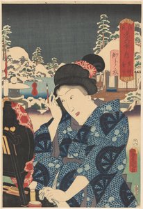Neve de anzol sobre Utsusemi (título sobre o objecto)
Genji correspondia às Oito Vistas (título da série sobre o objecto) de Utagawa Kunisada (I)