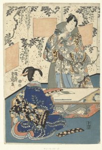 Príncipe Genji e dama da corte de Utagawa Kunisada (I)