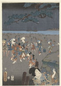 Recolha de conchas na praia de Akashi
Akashi no ura shiogari no zu de Utagawa Kunisada (I)