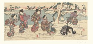 Atirar bolas de neve de Utagawa Kunisada (I)