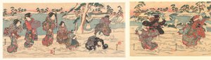 Atirar bolas de neve de Utagawa Kunisada (I)