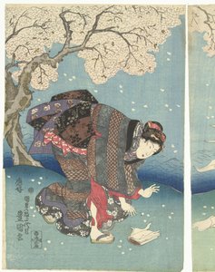 Dia de tempestade no rio Sumida Oito Vistas de Edo (título da série) de Utagawa Kunisada (I)