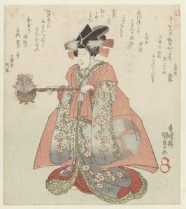 Mulher com uma chaleira de saquê Os quatro vassalos leais da Sociedade de Poesia Katsushika Katsushika Shitennô (título da série) de Utagawa Kunisada (I)