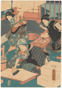 As mulheres fazem impressões (secção do meio) de Utagawa Kunisada (I)