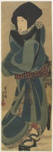 (Mulher de capa e capuz), c. 1830-1844 de Utagawa Kunisada