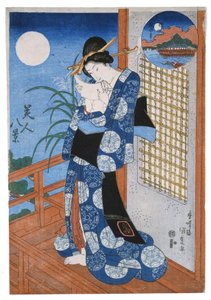 Lua de outono sobre Miho de Utagawa Kunisada