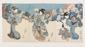 Cerejeiras em Atagoyama (impressão em bloco de madeira colorida) de Utagawa Kunisada