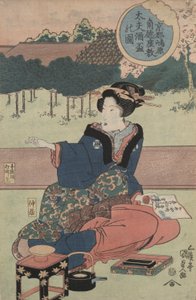 Cortesã com copo de saquê de Utagawa Kunisada