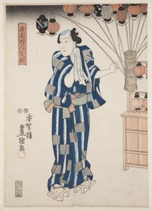 Vendedor de Lanternas (Andon-uri) (impressão a cores em bloco de madeira) de Utagawa Kunisada