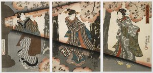 Cena nocturna com jovens e lanternas de Utagawa Kunisada