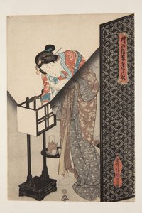 Oriental Lamp (Andon) (impressão a cores em bloco de madeira) de Utagawa Kunisada