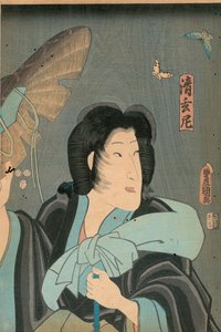 Poeta e borboleta, publicado por Otaya Takichi de Utagawa Kunisada
