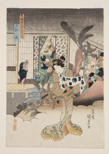 Vista da Akasaka (Akasaka no zu) (impressão em bloco de madeira a cores) de Utagawa Kunisada