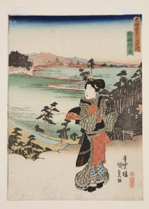 Vista de Ishiyakushi (Ishiyakushi no zu) (impressão a cores de bloco de madeira) de Utagawa Kunisada