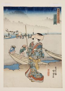 Vista de Mitsuke (Mitsuke no zu) (impressão em bloco de madeira a cores) de Utagawa Kunisada