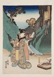 Vista de Okabe (Okabe no zu) (impressão em bloco de madeira a cores) de Utagawa Kunisada