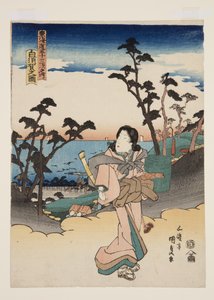 Vista de Shirasuka (Shirasuka no zu) (impressão em bloco de madeira a cores) de Utagawa Kunisada