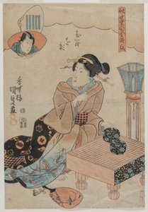 Mulher se preparando para jogar Go. de Utagawa Kunisada