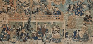 A demonstração Kagamiyama (xilogravura colorida montada a bordo) de Utagawa Kunisada III