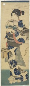 (Mulher com Fan and Cricket Cage), 1843-1847 de Utagawa Kuniyoshi