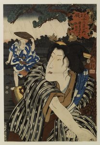 Bando Shuka I como a esposa Otatsu de Utagawa Kuniyoshi