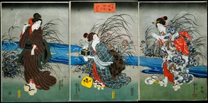 Apanhar Fireflies no Verão (Nōryō no hotaru) Series: Diversões das Quatro Estações (Shiki yūkan), c.1845-1846 de Utagawa Kuniyoshi