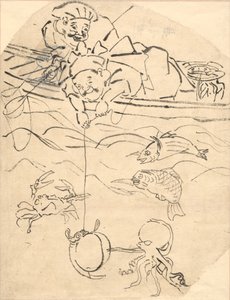 Daikoku e Ebisu, dois dos sete deuses da felicidade de Utagawa Kuniyoshi