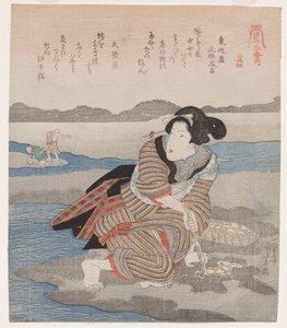 Mulher Cavando Amêijoas; da série Cinco Imagens da Maré Baixa de Utagawa Kuniyoshi