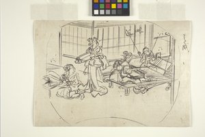 Hataori (tecelagem em teares) (tinta sobre papel) de Utagawa Kuniyoshi