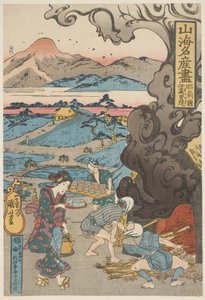 Hizen: Imari-Yakki, c.1833 (xilogravura, tinta e cor sobre papel) de Utagawa Kuniyoshi