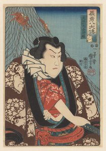 Inuta Kobungo Yasunori A vida de oito heróis cães corajosos e leais (título da série no objeto) de Utagawa Kuniyoshi