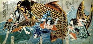 Iwai Kumesaburō II como Katsushika no Ojū de Utagawa Kuniyoshi