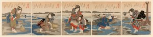 Low Tide at Susaki - A Set of Five (Shiohi goban no uchi) de Utagawa Kuniyoshi