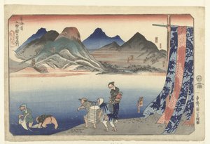 Narumi para Chiriyu Vários lugares famosos ao longo do Tokaido ao mesmo tempo (título da série) Tokaido gojusan eki goshuku meisho (título da série no objeto) de Utagawa Kuniyoshi