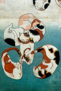 Gatos da Série Polvo formando personagens escritos (Neko no ateji), c.1842 de Utagawa Kuniyoshi