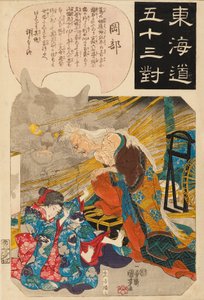 Okabe: a história da pedra do gato, 1845 de Utagawa Kuniyoshi