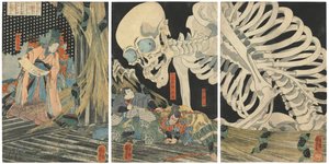 Oyataro Mitsukuni Desafiando o Espectro Esqueleto Conjurado pela Princesa Takiyasha, 1844-1845.