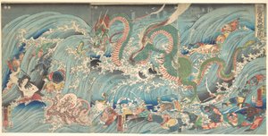 Recuperação da joia roubada do palácio do Rei Dragão de Utagawa Kuniyoshi