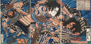 Sanada no Yoichi Yoshihisa e Matano no Goro Kagehisa, ca 1835. de Utagawa Kuniyoshi
