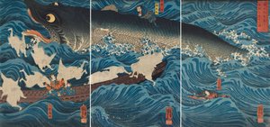 Sanuki no in kenzoku ou shite Tametomo wo sukuu zu, 1851. de Utagawa Kuniyoshi