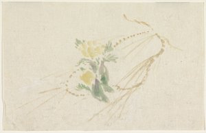 Ramo com flores amarelas de Utagawa Kuniyoshi