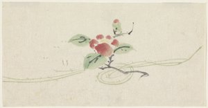 Ramo com camélia vermelha de Utagawa Kuniyoshi